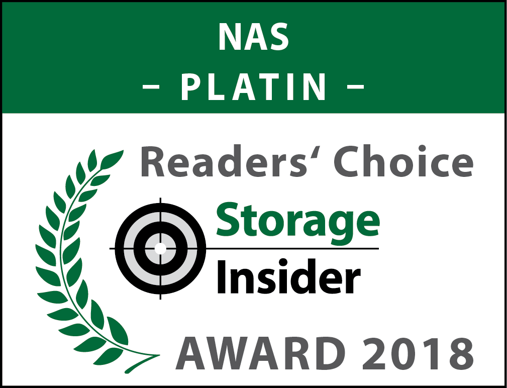 Logo der Firma Synology NAS Platin Readers Choice Storage Insider Award 2018